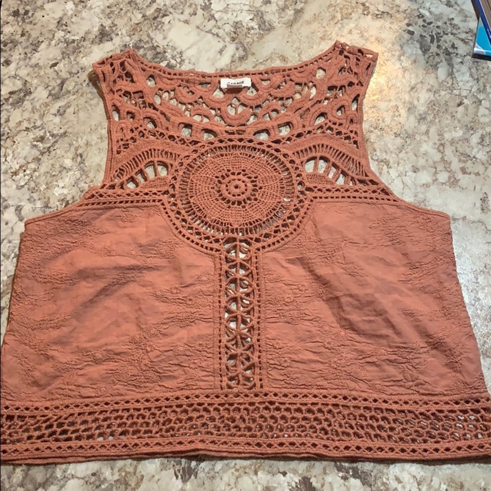 Garage Embroidered Cropped Tank